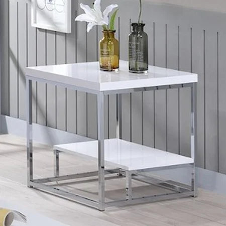 Square End Table with Shelf